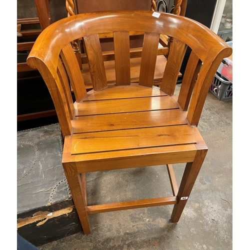 62 - HARDWOOD TUB BACK HIGH STOOL