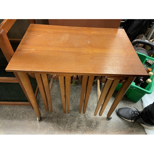 70 - NEST OF TEAK PULL OUT DROP FLAP TABLES