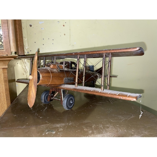 75 - WOODEN MODEL OF A BI PLANE