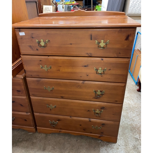 145 - PINE EFFECT FIVE DRAWER CHEST