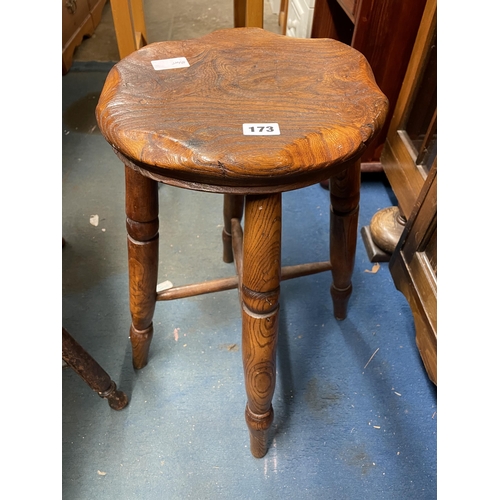 173 - ELM CROSS STRETCHER STOOL