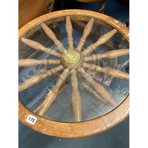 175 - SHIPS WHEEL GLAZE TOP OCCASIONAL TABLE