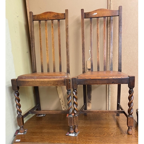 195 - SET OF FOUR OAK BARLEY TWIST CHAIRS