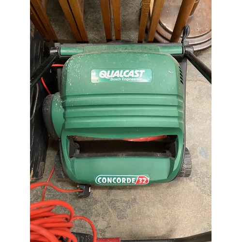 203 - QUALCAST ELECTRIC LAWNMOWER AND GRASS BOX