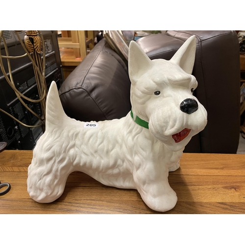 205 - POTTERY MODEL OF A SCOTTIE TERRIER