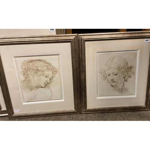 207 - PAIR OF CLASSICAL PORTRAIT STUDIES FRAMED AND GLAZED