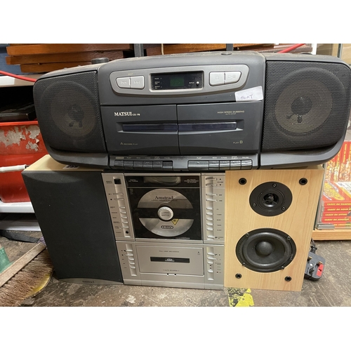 259 - TAPE CD PLAYER, AN AMSTRAD CD UNIT MUSIC SYSTEM, AND HYTERA WALKIE TALKIE PHONES