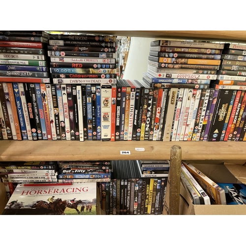 264 - FOUR SHELVES OF VARIOUS DVDS