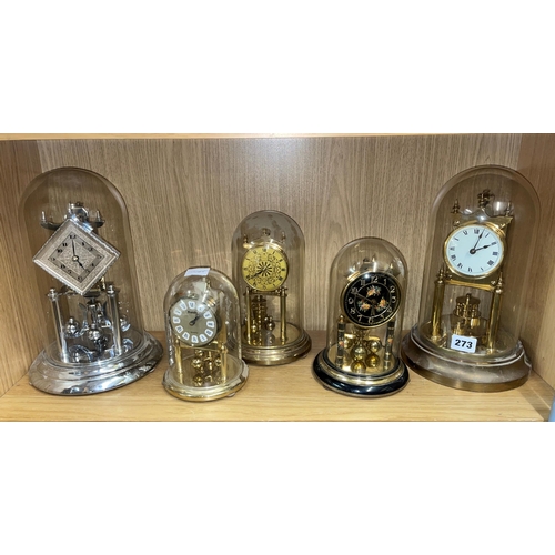 273 - FIVE ANNIVERSARY TYPE DOME CLOCKS