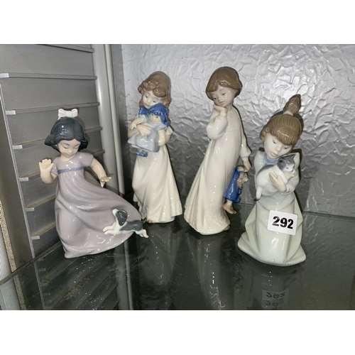 292 - THREE BOXED NAO FIGURES AND ONE LLADRO 5712 FIGURE