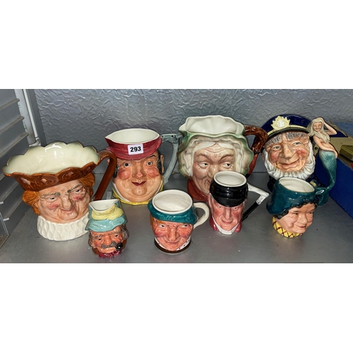 293 - SELECTION OF LARGE AND MEDIUM SIZE CHARACTER JUGS INCLUDING ROYAL DOULTON OLD KING COLE AND BESWICK ... 