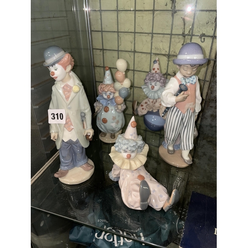 310 - FIVE LLADRO FIGURE GROUPS OF CLOWNSFIGURE GROUPS, SOME AS FOUND