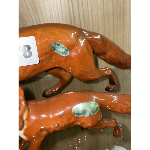 378 - BESWICK GLOSS LARGE FOX AND SMALLER FOX