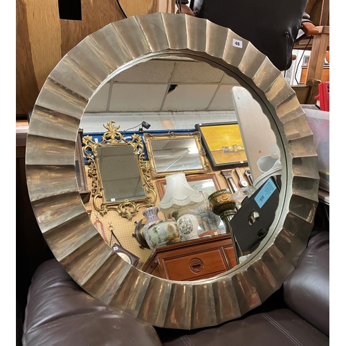 48 - LARGE CIRCULAR SILVERED FLUTED MIRROR