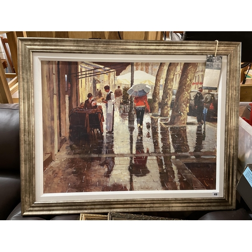 49 - JOHN HASKINS PRINT OF THE STREETS, FRAMED