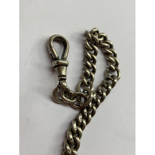 499 - SILVER ALBERT CHAIN WITH SNAP LINK FASTENER 1.5OZ APPROX