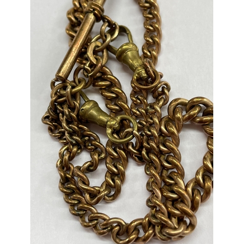 504 - 18CT GOLD FILLED ALBERT CHAIN AND T BAR