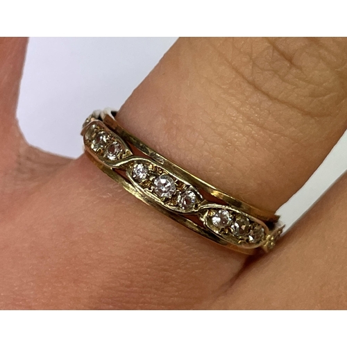 524 - 9CT GOLD ETERNITY BAND SIZE O - 2.8G APPROX