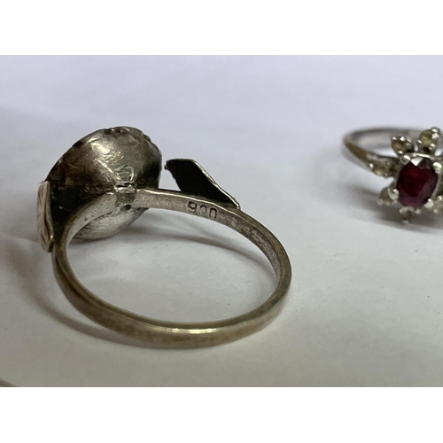 540 - THREE SILVER DRESS RINGS WITH CZ STONES