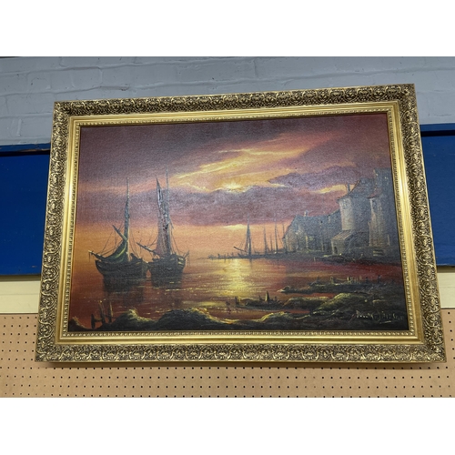 570 - TWO OIL ON CANVAS OF SHIPS AT SEA BY TOM GOWER  ONE SIGNED?