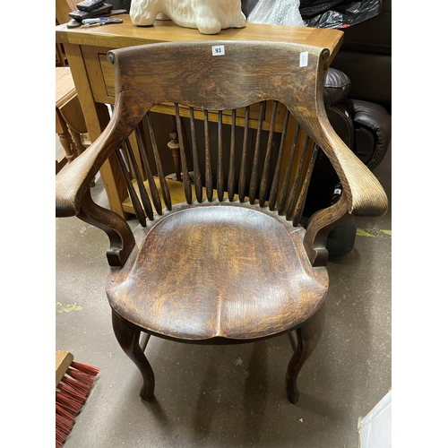 93 - ELM AND BEECH SPINDLE BACK ELBOW CHAIR