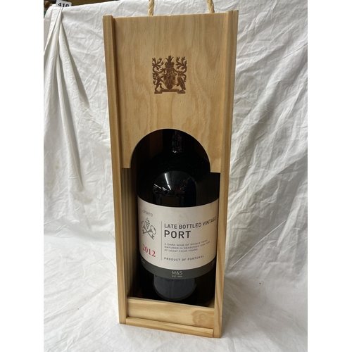 485 - WOODEN BOXED LARGE BOTTLE OF PORT