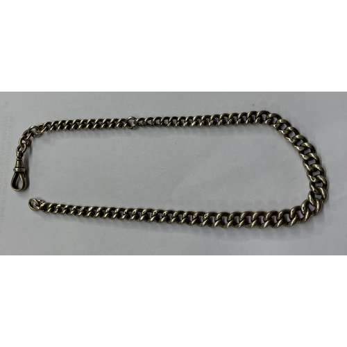 499 - SILVER ALBERT CHAIN WITH SNAP LINK FASTENER 1.5OZ APPROX