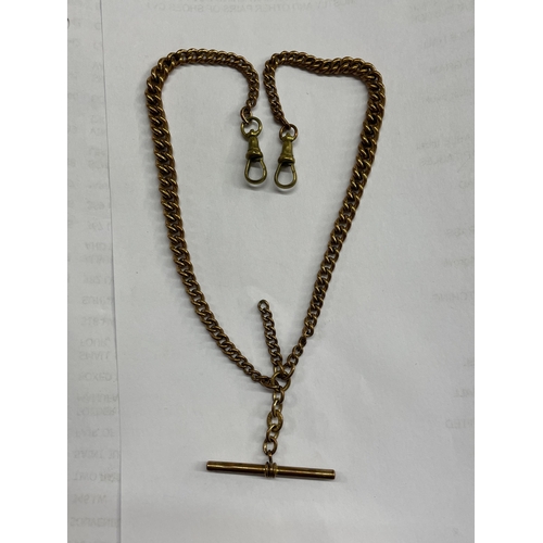 504 - 18CT GOLD FILLED ALBERT CHAIN AND T BAR