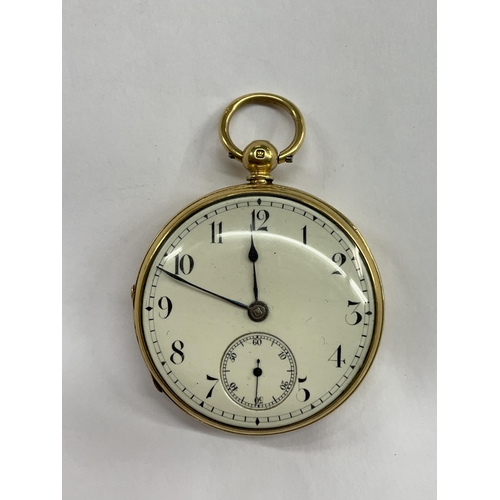 507 - 18CT GOLD CASED GENTLEMANS POCKET WATCH WITH SUBSIDARY DIAL 97.5G OVERALL