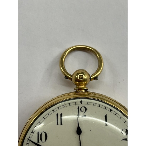 507 - 18CT GOLD CASED GENTLEMANS POCKET WATCH WITH SUBSIDARY DIAL 97.5G OVERALL