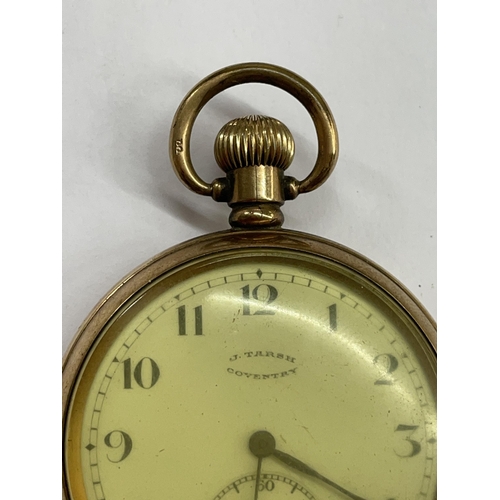 508 - GENTLEMANS STAR DENNISON PLATED CASED POCKET WATCH DIAL SIGNED J TARSH COVENTRY