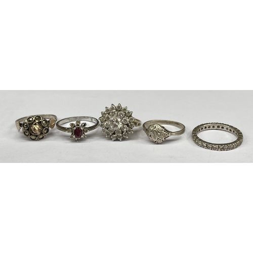 540 - THREE SILVER DRESS RINGS WITH CZ STONES