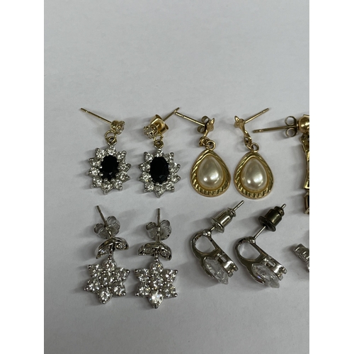 552 - PAIRS OF COSTUME DROPPER AND STUD EARRINGS SOME WITH 9K BACKS