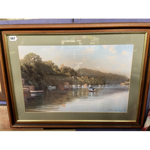 567 - PETER SYMONDS PRINT OF BOATS ON RIVER F/G