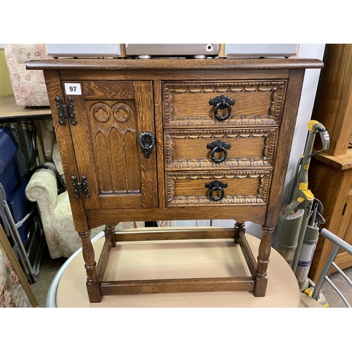 97 - OAK CARVED REPRODUCTION CUPBOARD