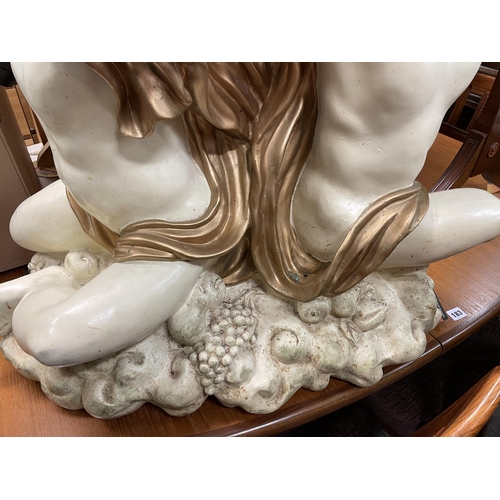 184 - CREAM AND GILDED FIBRE GLASS CHERUB TABLE BASE