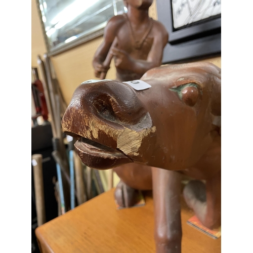 20 - 20TH CENTURY CARVED EASTERN WATER BUFFALO FIGURE GROUP A/F