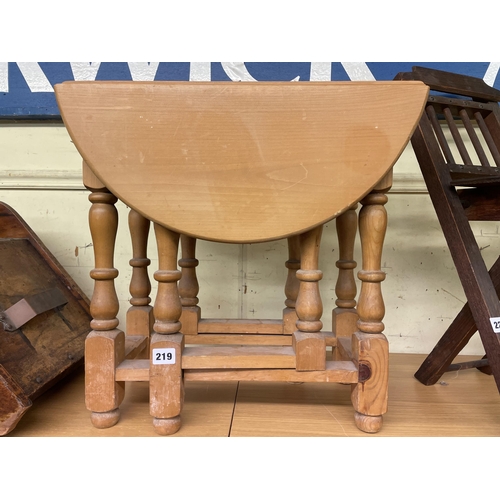 219 - LIGHT WOOD GATELEG DROP LEAF TABLE