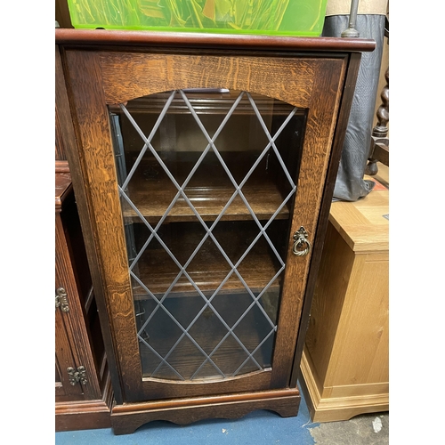 234 - OAK LEAD GLAZED HI-FI CABINET