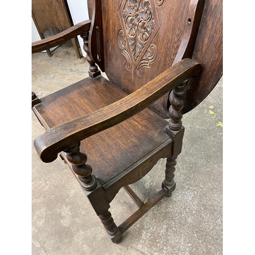 239 - OAK BARLEY TWIST MONKS TABLE CHAIR