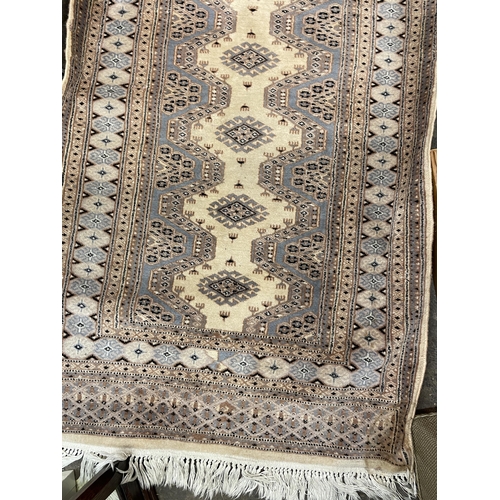 242 - GREY AND BLUE BROWN FRENCH CARPET RUNNER