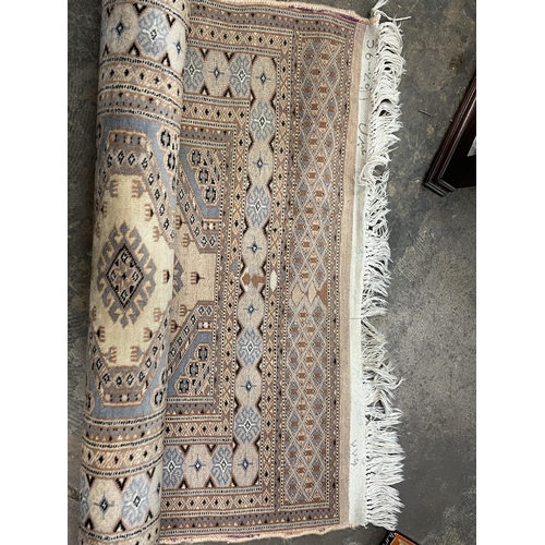 242 - GREY AND BLUE BROWN FRENCH CARPET RUNNER