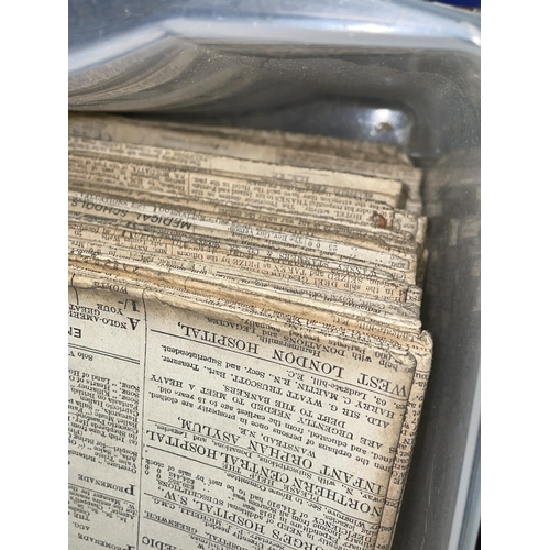 247 - CARTON OF EPHEMERA VINTAGE TIMES NEWSPAPERS FROM 1914