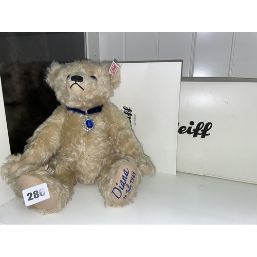 286 - STEIFF 663840 LIMITED EDITION DIANA 50TH BIRTHDAY BEAR WITH BOX AND CERTIFCATE