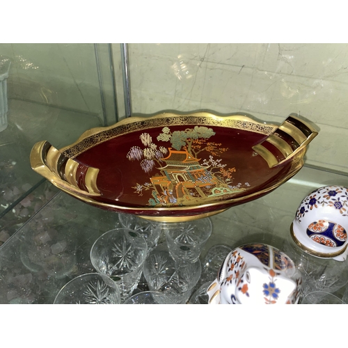 339 - CARLTON ROUGE ROYALE DISH AND ANIMAL FIGURE PAPER WEIGHTS