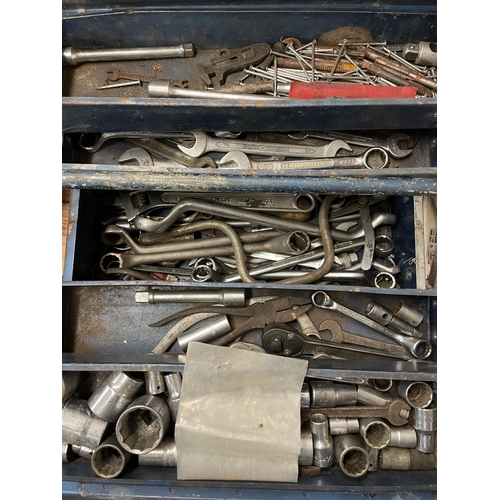 34 - TWO TOOL BOXES OF VARIOUS SOCKETS, SPANNERS, AND TOOLS