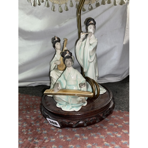 388 - ORIENTAL FEMALE FIGURAL BAND TABLE LAMP