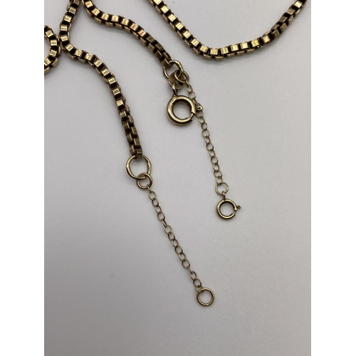 428 - 9CT GOLD BOX LINK CHAIN WITH BAR 15.2G APPROX