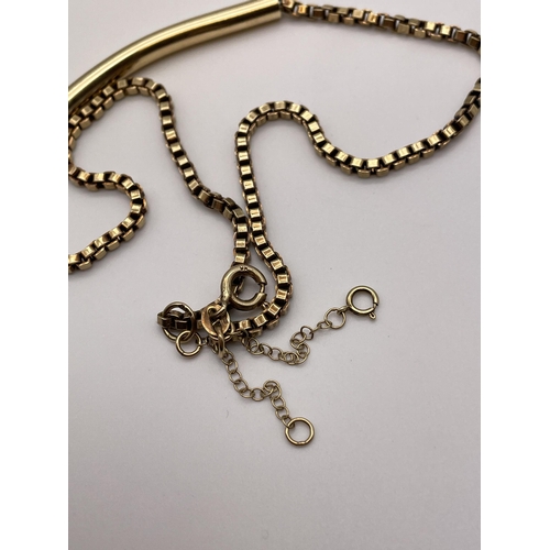 428 - 9CT GOLD BOX LINK CHAIN WITH BAR 15.2G APPROX