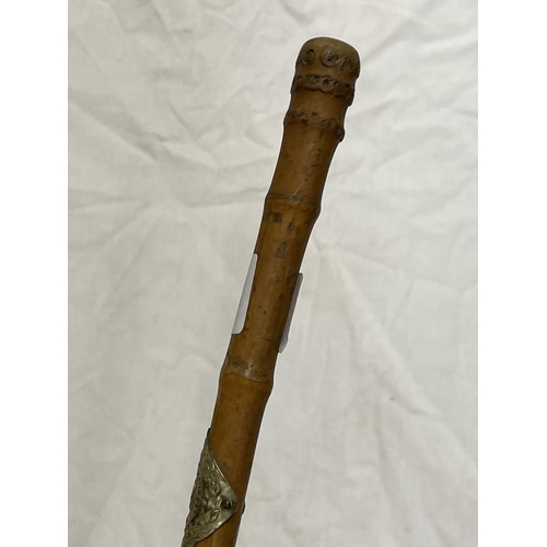 438 - BAMBOO SWAGGER/PACE STICK WITH ROYAL ENGINEERS INSIGNIA